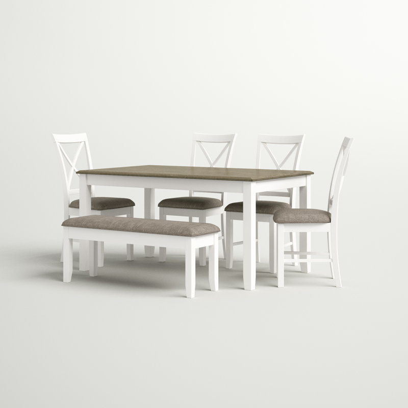 Atiqa 6-Person Rectangular Wood Dining Set, Taupe