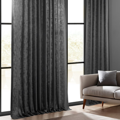 Clem Heavy Faux Linen Light Filtering Curtains For Bedroom & Living Room Curtains - Single Panel Drapes
