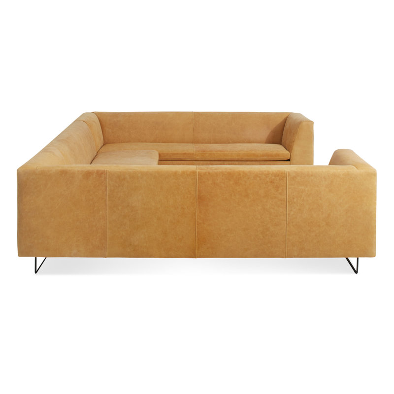 Bonnie And Clyde Sectional, Camel Genuine Leather