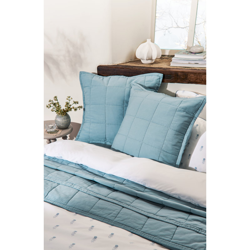 Laundered Cotton Cotton Pillow Sham, Chalk Blue