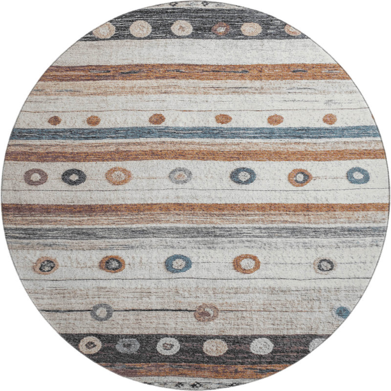 Premium Machine Washable Millbrook AMF1964 Stripes Rug, Round 8'