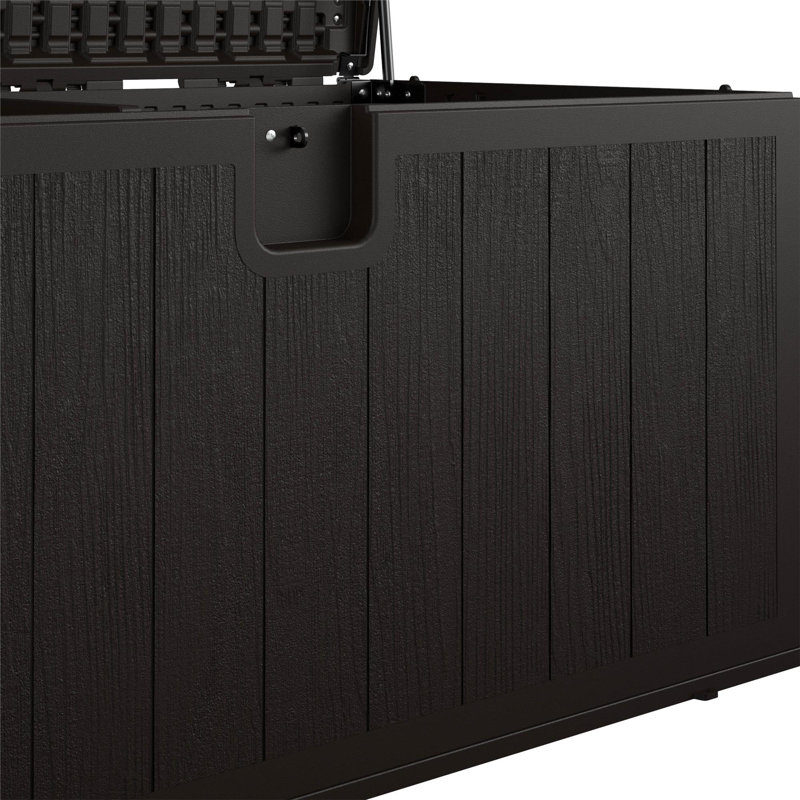 130 Gallon Durable Resin Deck Box with Gas Shocks and Adjustable Divider