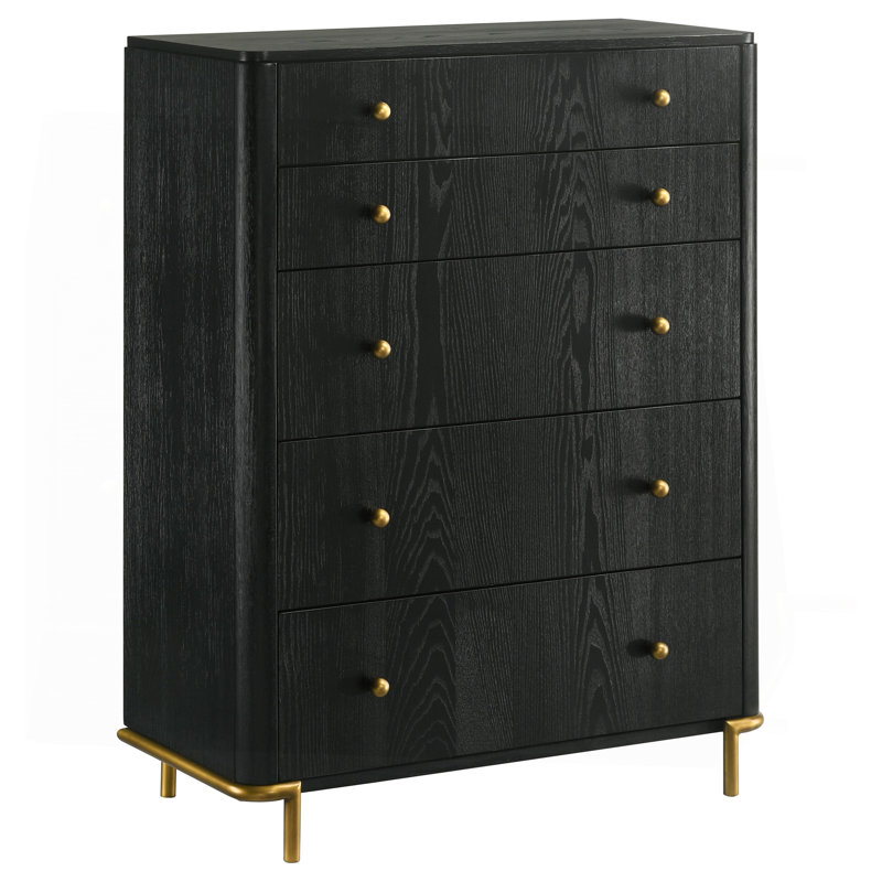 Commode 5 tiroirs Anser, Noir