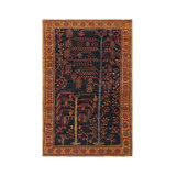 Rug & Kilim’s Tribal Rug In Navy Blue, With Colorful Floral Patterns