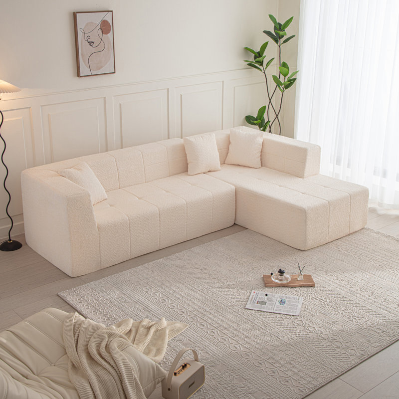 Canapé modulaire en L 105,5 po, Polyester beige