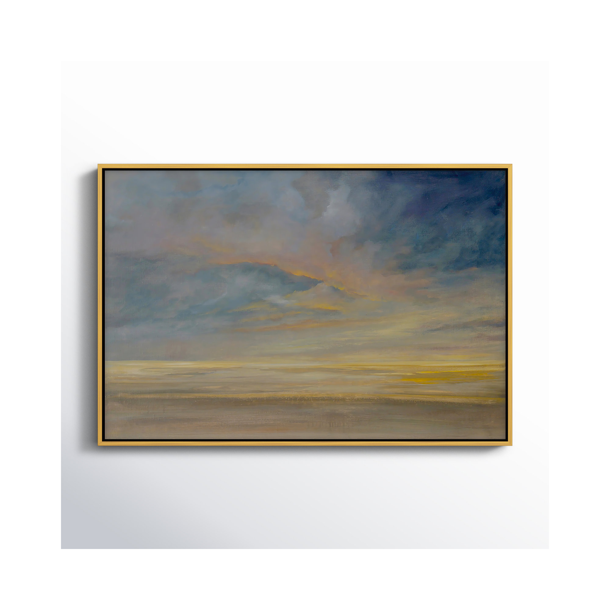 Dawning Unrest - Floater Frame Painting on Canvas, 25.5" H x 37.5" W, Espresso