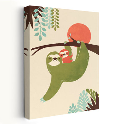 Mama paresseux - enfants animaux lune arbres
