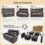 Fauteuil inclinable VANSOFA, canapé inclinable 2 places avec massage et chaleur, canapé fonctionnel sans outils, fauteuil inclinable USB-A et USB-C pour le salon-130374271