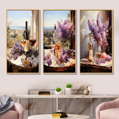Purple Winerys Wine Lavender Breeze Blooms I - Wine Wall Art Prints Set Of 3