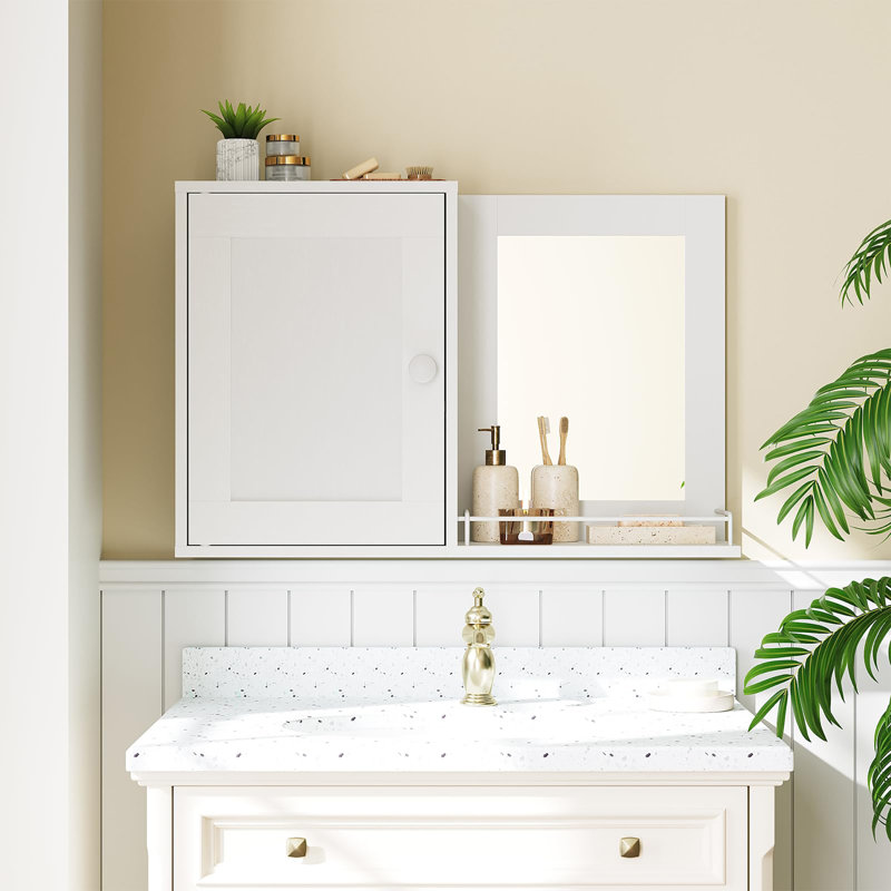 Armoire à pharmacie avec miroir, armoire de rangement pour miroir de salle de bain, organisateur mural avec tablette réglable pour la salle de lavage, la chambre à coucher, le camping et le couloir