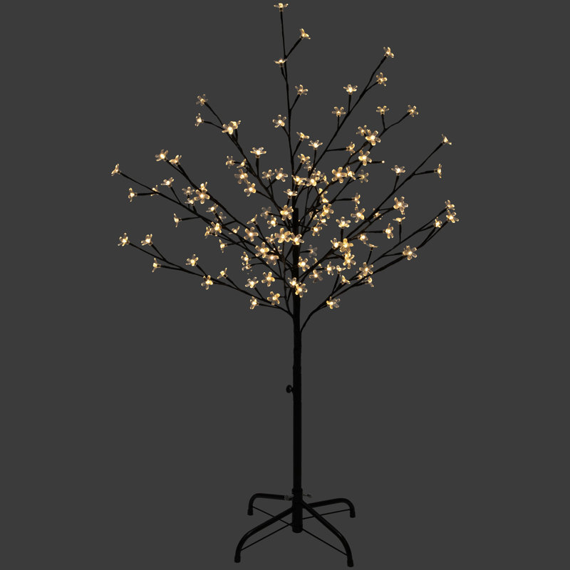 Arbre de fleurs de cerisier lumineux 6 pi DEL, H 48 po x l 33 po, Blanc chaud