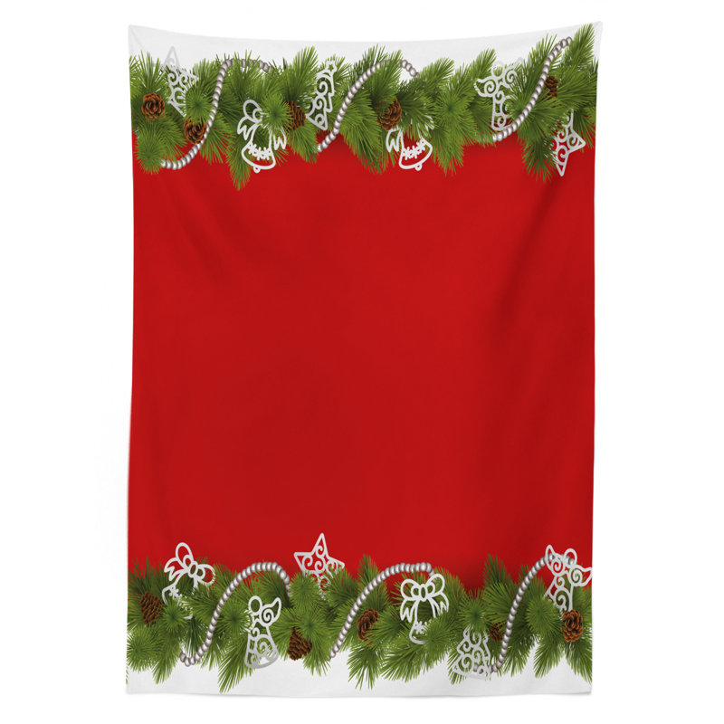 Noel Time Celebratory Spiral Ornament Coniferous Spruce Angel Tablecloth, 90" x 60"