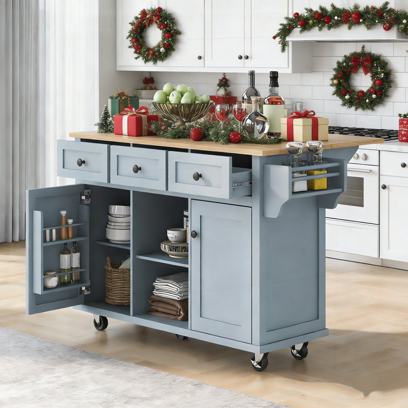Chariot de cuisine polyvalent avec comptoir rabattable, rangement réglable et deux options de mobilité pour les maisons modernes.