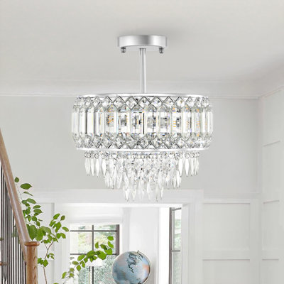 Everby 3-Light Empire Crystal Flush Mount Chandelier