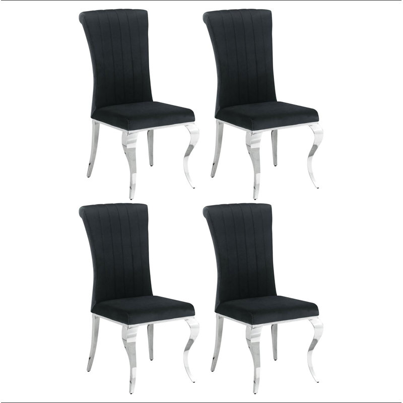 Chaises d'appoint noires rembourrées (ensemble de 4), Noir