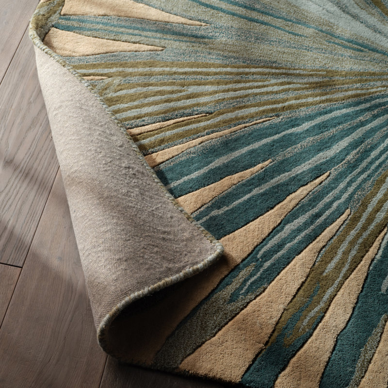 Coastal Seaside Hand-Tufted Blue/Green Area Rug, Rectangle 9' x 12'