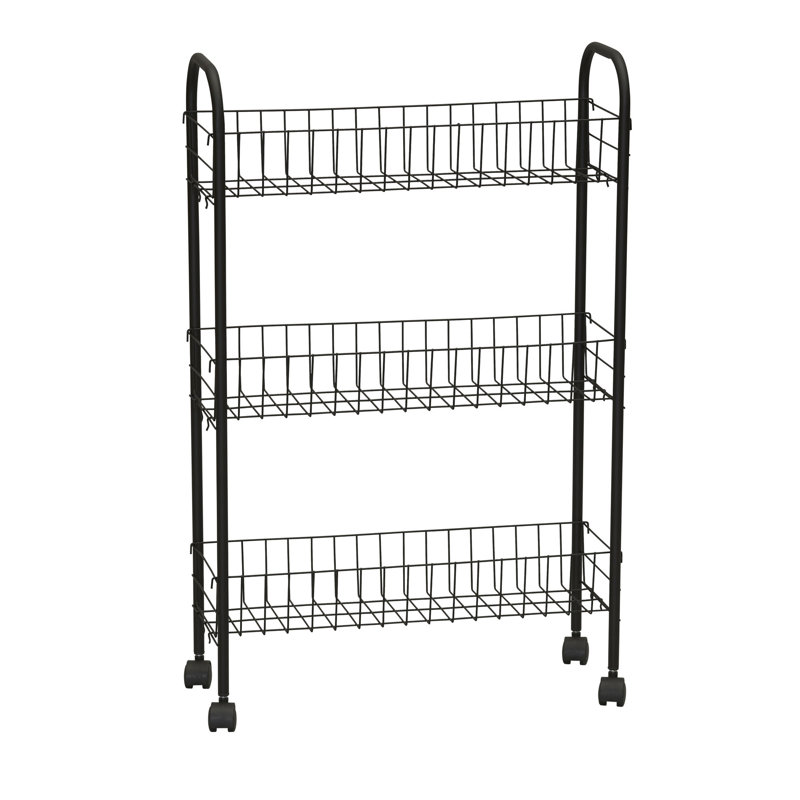 Wayfair Basics® 3 Shelf Laundry Cart, Black