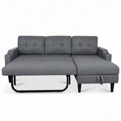 Spacious Storage Sofa With PP Cotton Cushions & Sturdy Metal Frame, Space-Saving Living Room Essential