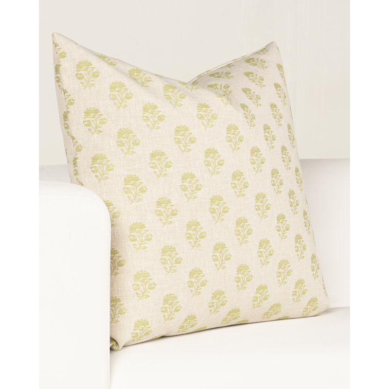 Housse et insert de coussin Hamachi, Plumes, Carré 20 po, Motif floral vert 2