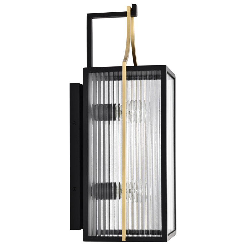 Holden - Large Outdoor Lantern - Gold And Black Finish - Clear Glass, 21.75'' H x 8.5'' W x 8.88'' D