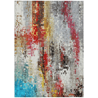 Machine Washable Indoor/Outdoor Millner ACN2254 Abstract Rug