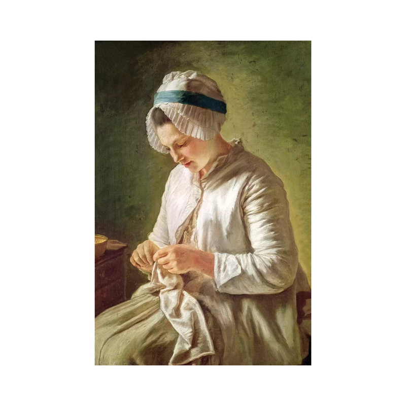 The Seamstress (Young Woman Working) by Francoise Duparc - Wrapped Canvas Painting