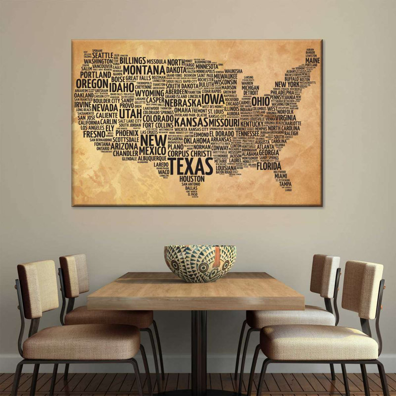 " USA Typography Map " by NolanGrafix, 8" H x 12" W x 1" D