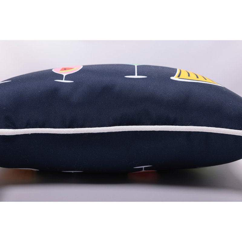 Always Happy Hour Navy Blue Rectangular Lumbar Pillow