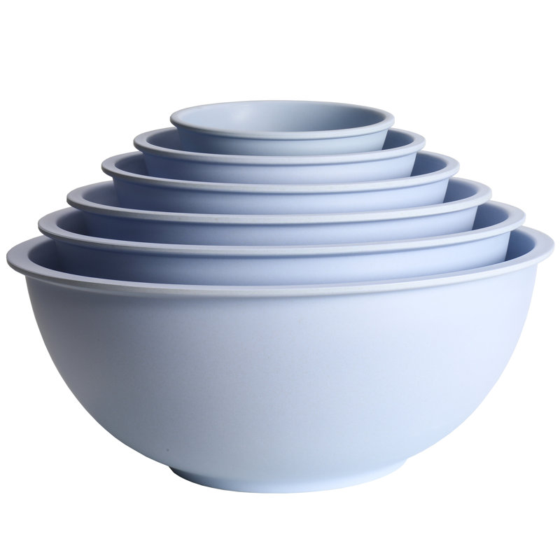 Eco-Friendly Blue Bamboo Fiber 6-Piece Mixing Bowl Set