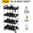 Foldable 4-Tier Plastic Utility Cart  In Black With Brake