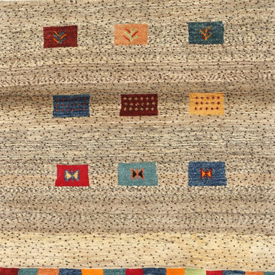 Tapis contemporain beige / rouge / bleu