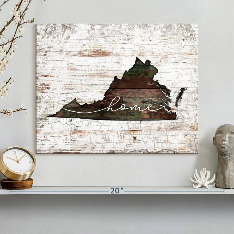 " Virginia Home Map " by Jorge S, 12" H x 15" W x 1.25" D