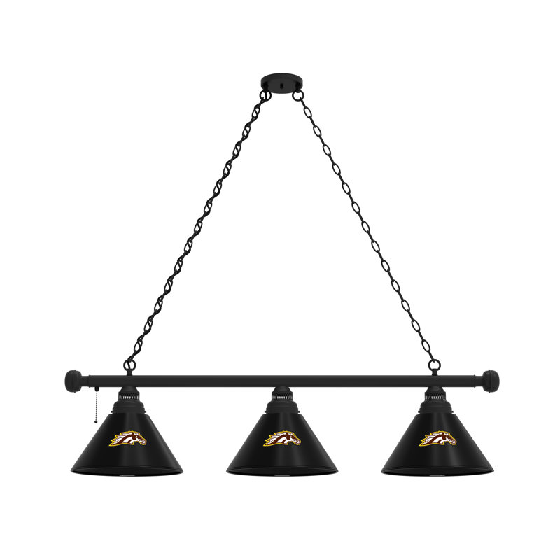 3 - Light Pool Table Lights Pendant, Black, Western Michigan Broncos