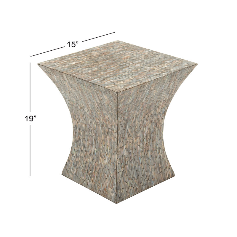 Okehampt Mother of Pearl Shell Handmade Hourglass Shaped Side End Accent Table