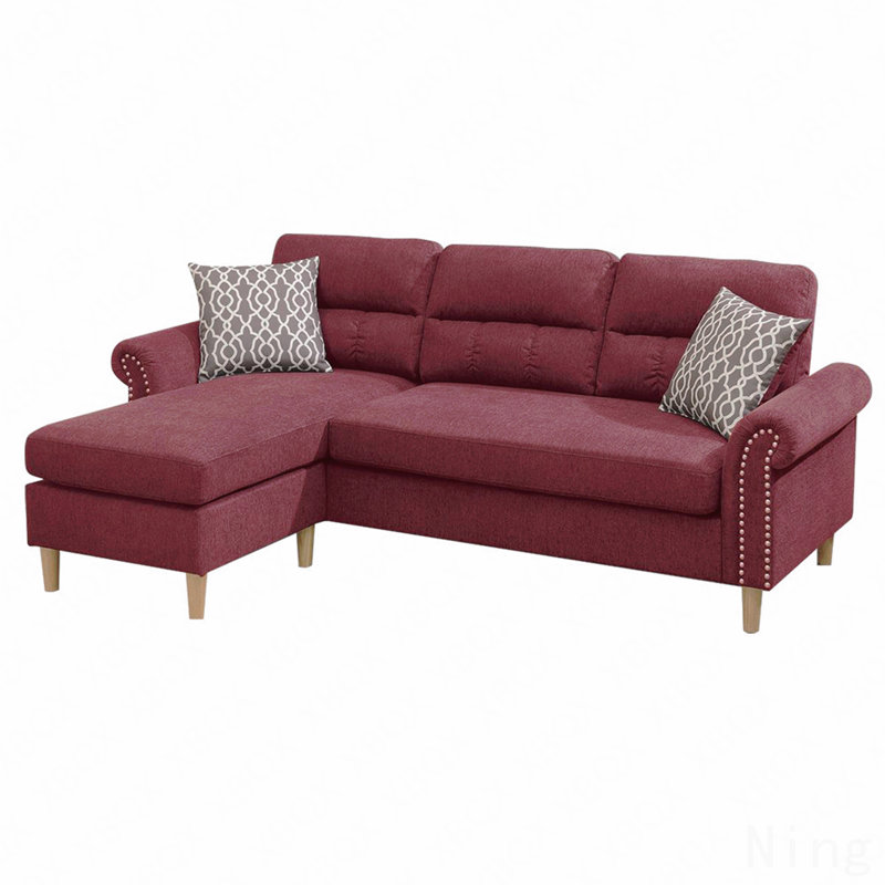 Canapé modulaire réversible en velours rouge paprika