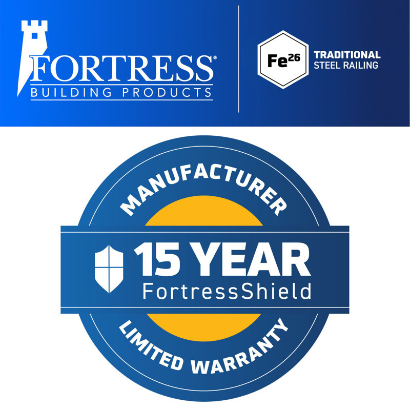 Fortress Fe26 39.5 in. Black Steel Exterior Railing Post
