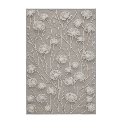 Tapis gris botanique lavable à la machine