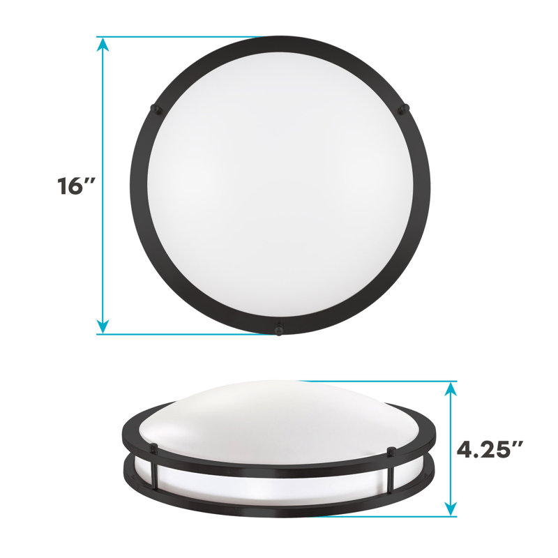 Plafonnier encastré Eryx, H 16 po x l 16 po x P 4,25 po, Noir