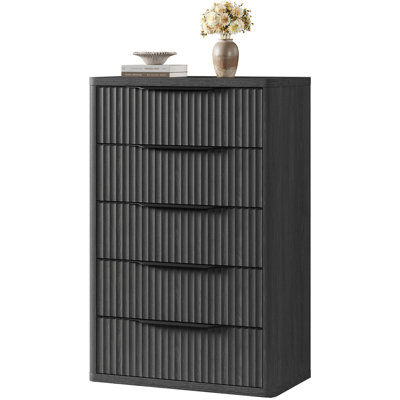 Modern Fluted 5-Drawer Dresser, 50.7" Tall Bedroom Storage Chest