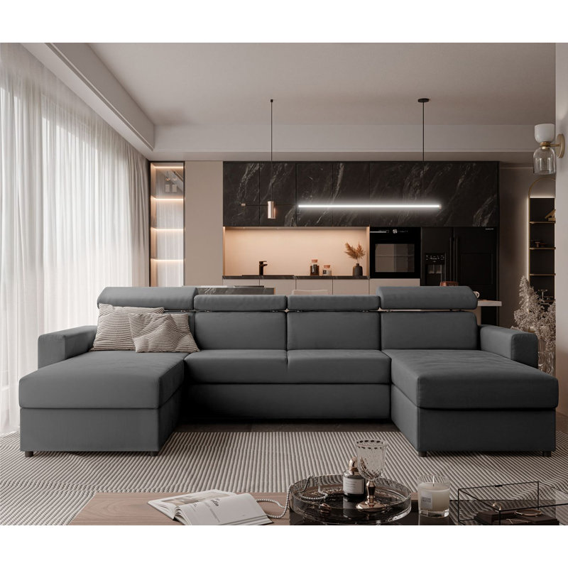 5 Seater Sofa Bed, Dark Grey