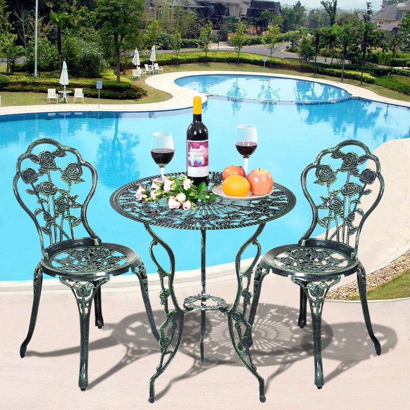 Congdon 2 - Person Patio Dining Set Umbrella Hole Included Round Table