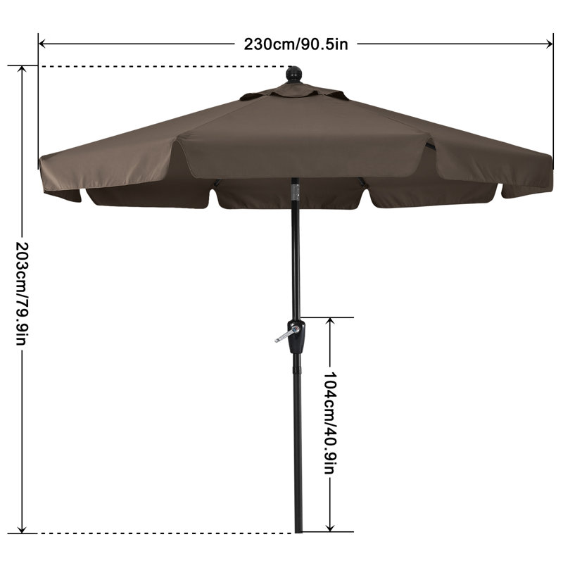 Parasol de marché 9 pi Hobert, Brun, H 79,9 po x l 90,5 po x P 90,5 po