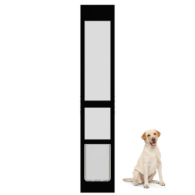 Dog Door with Magnetic Closing Latch Plate，Adjustable Height，for Sliding Glass Door ，No-Cut Install