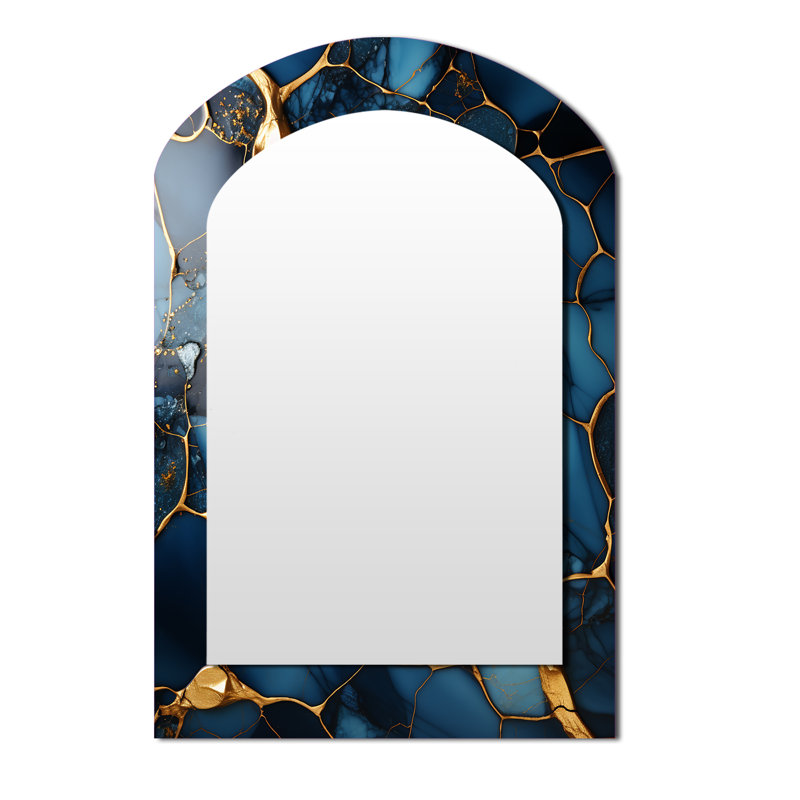 Or et mosaïque de marbre bleu saphir IV, 43 po x 33 po