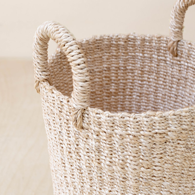 Olive Cylinder Vase Basket, Cream