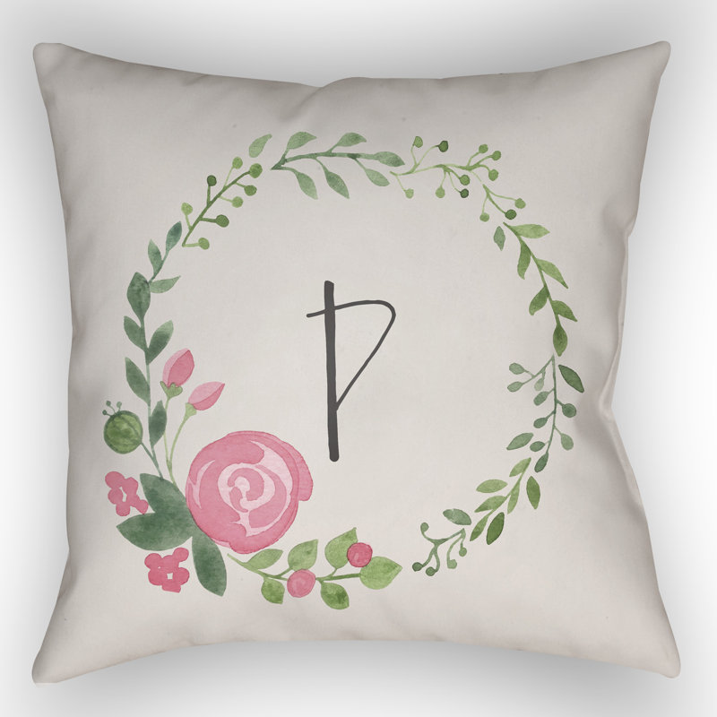 Floral Outdoor Throw Pillow, 18" H x 18" W x 4" D, M