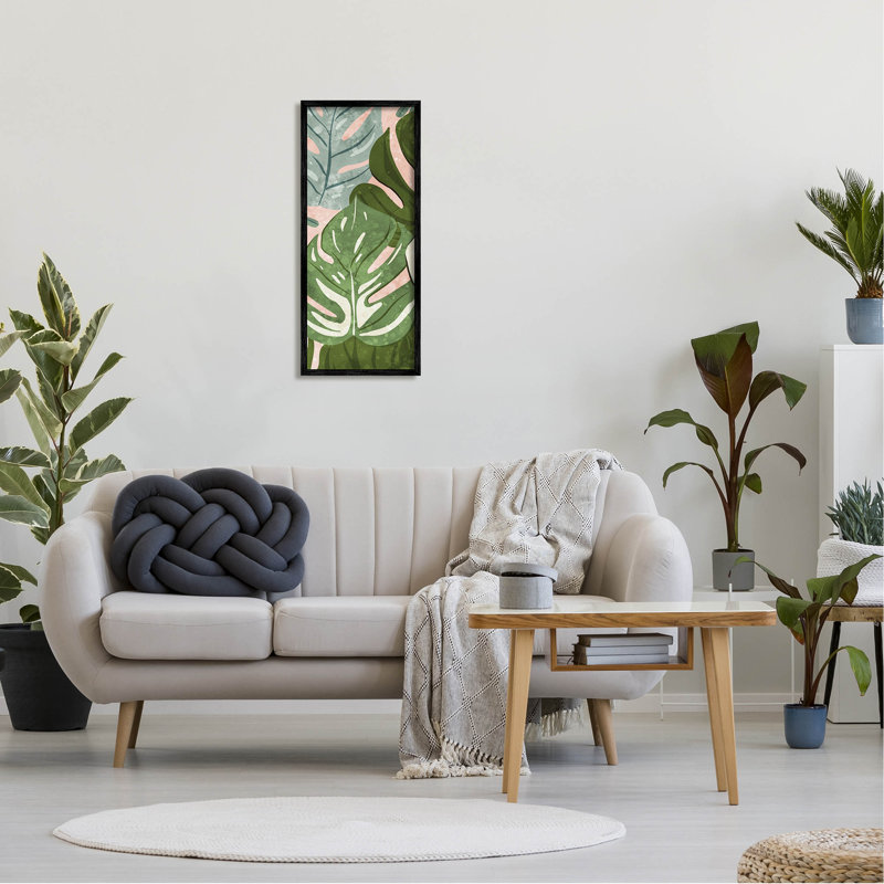 Art de giclée à motif de feuilles variées Monstera par Ziwei Li, Giclée encadrée noir minuit, H 30 po x l 13 po x P 1,5 po