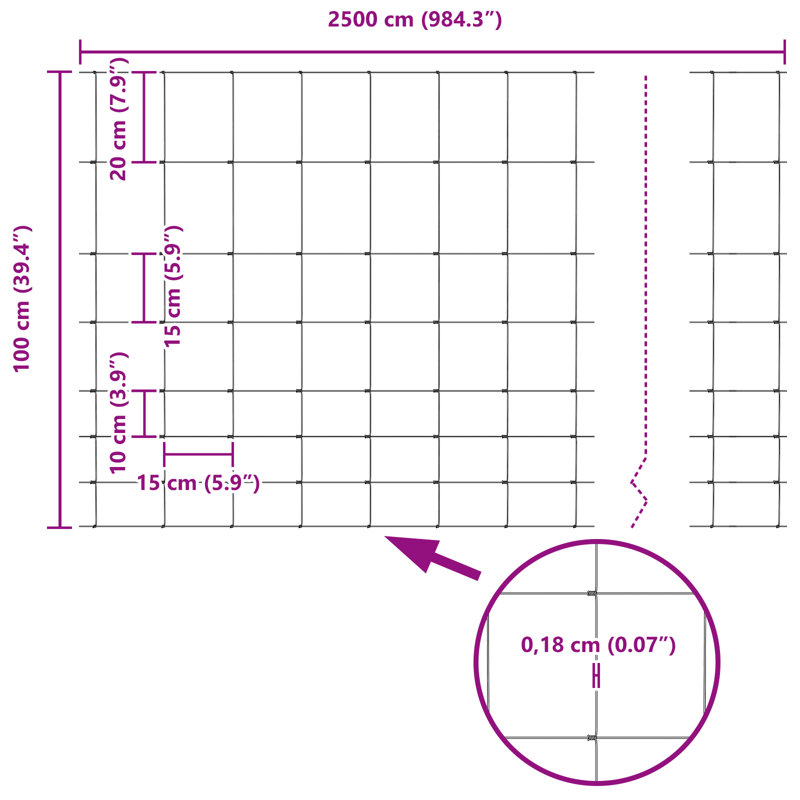 Vidaxl Field Fence Galvanized Steel, 100cm H x 2500cm W