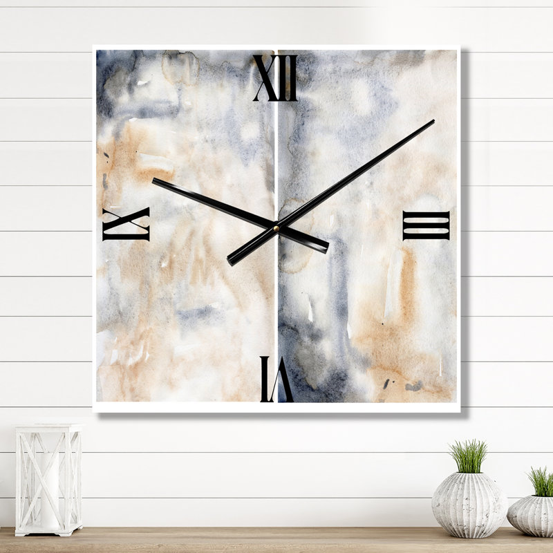 Abstrait avec horloge murale bleu foncé et beige, Petit