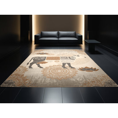 Tapis beige lavable à la machine Melton